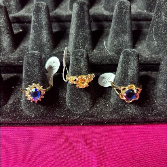 September Birthstone Fashion Colorful Rhinestone Boutique Ring Gold Plates Size - Picture 4 of 4